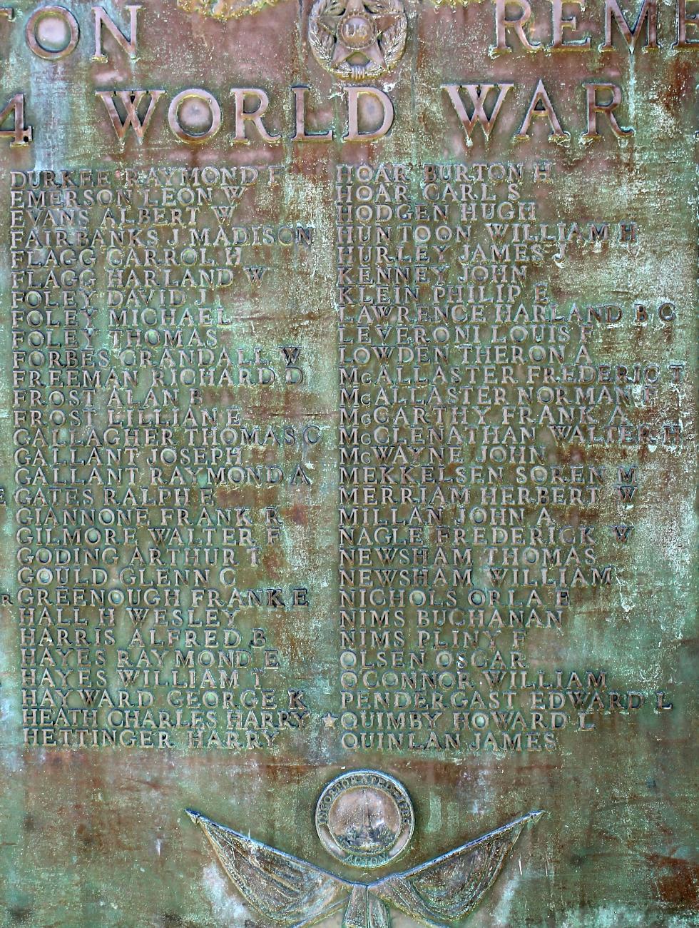 Acton Massachusetts World War I Veterans Memorial