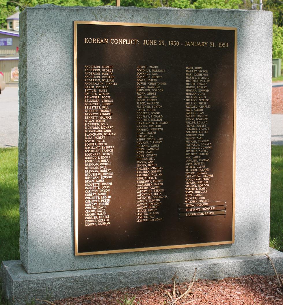 Ashburnham Massachusetts Korean War Veterans Memorial