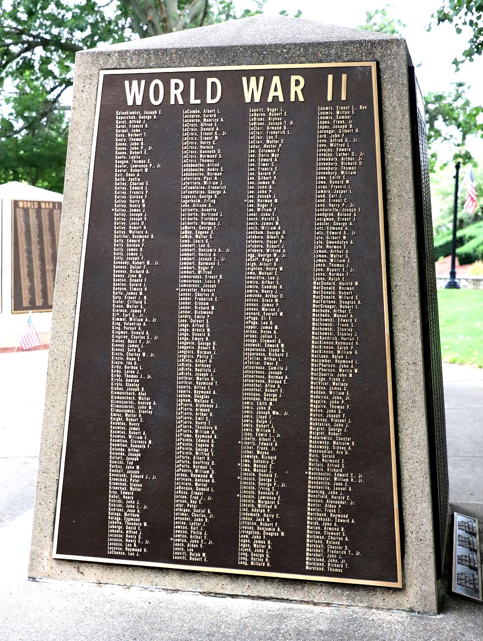 Attleboro Massachusetts World War II Veterans Memorial