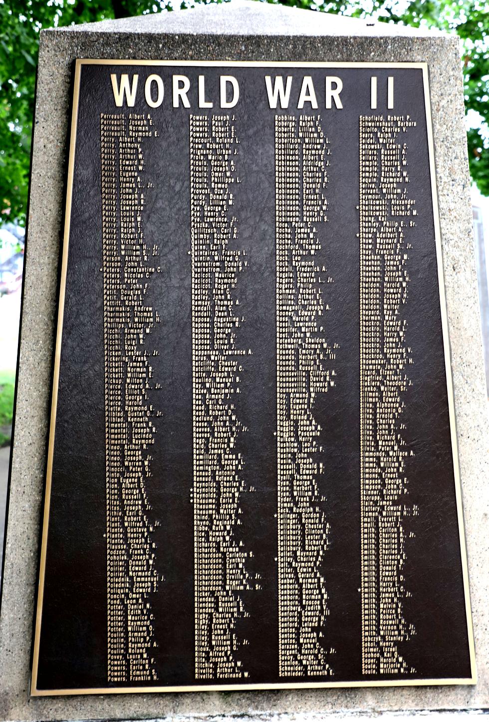 Attleboro Massachusetts World War II Veterans Memorial