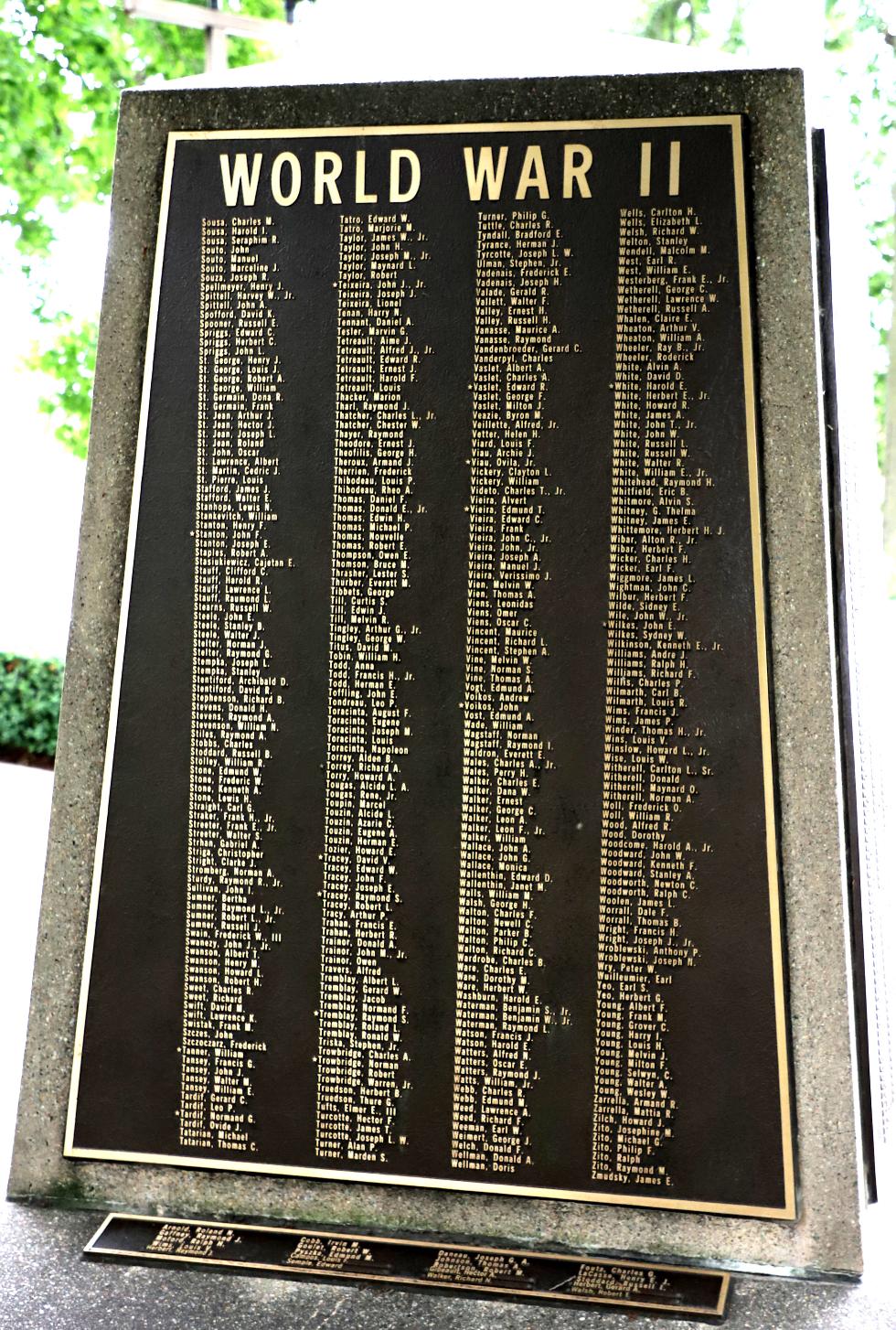 Attleboro Massachusetts World War II Veterans Memorial