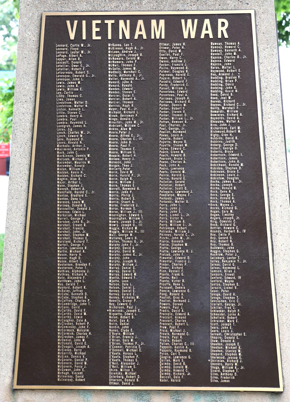 Attleboro Massachusetts Vietnam War Veterans Memorial