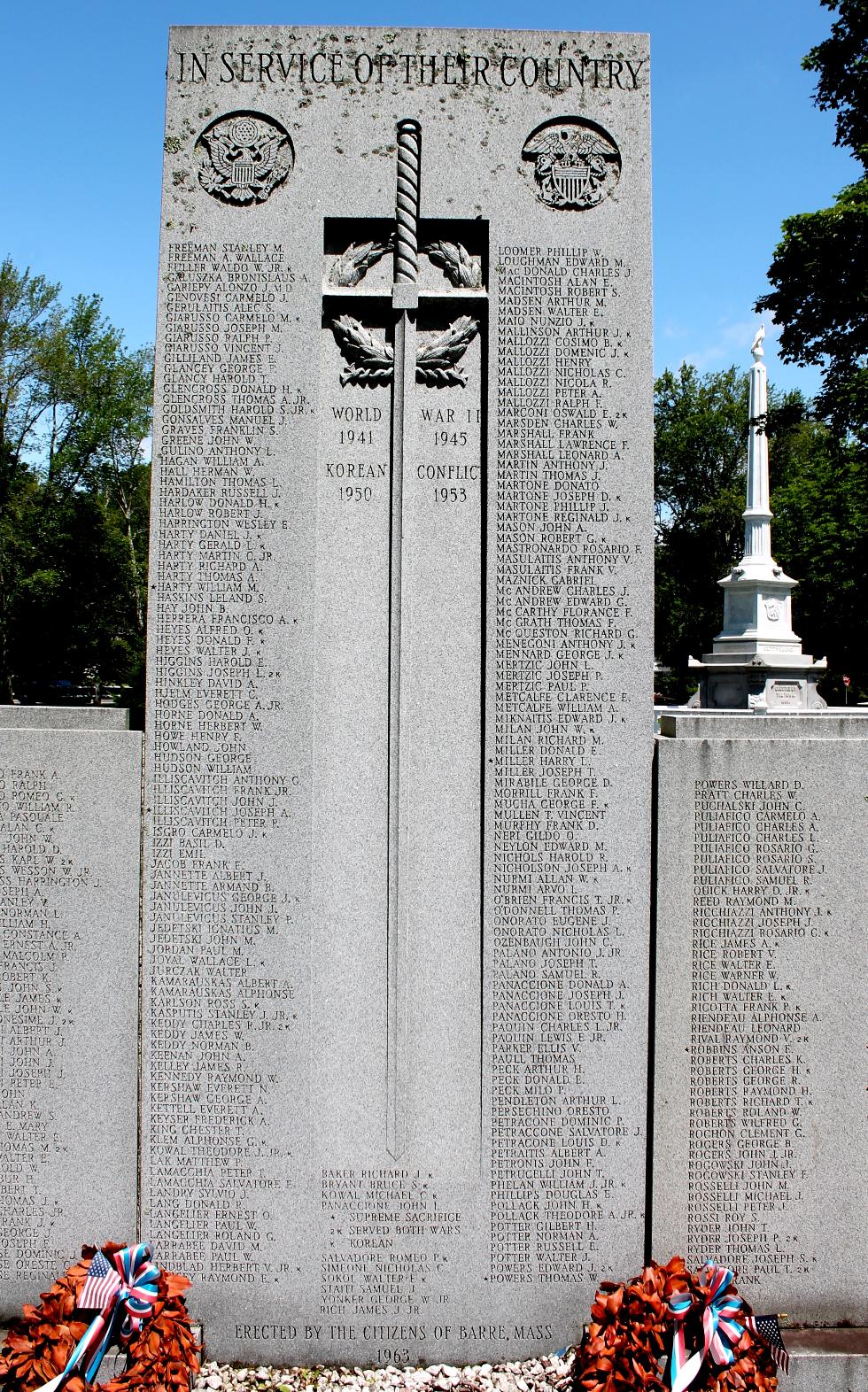 Barre Massachusetts World War II Veterans Memorial