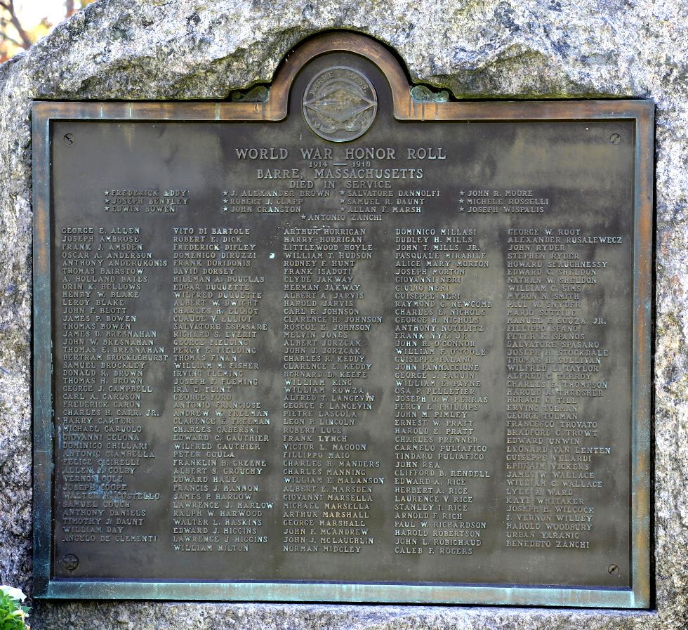 Barre Massaachusetts World War I Veterans Memorial