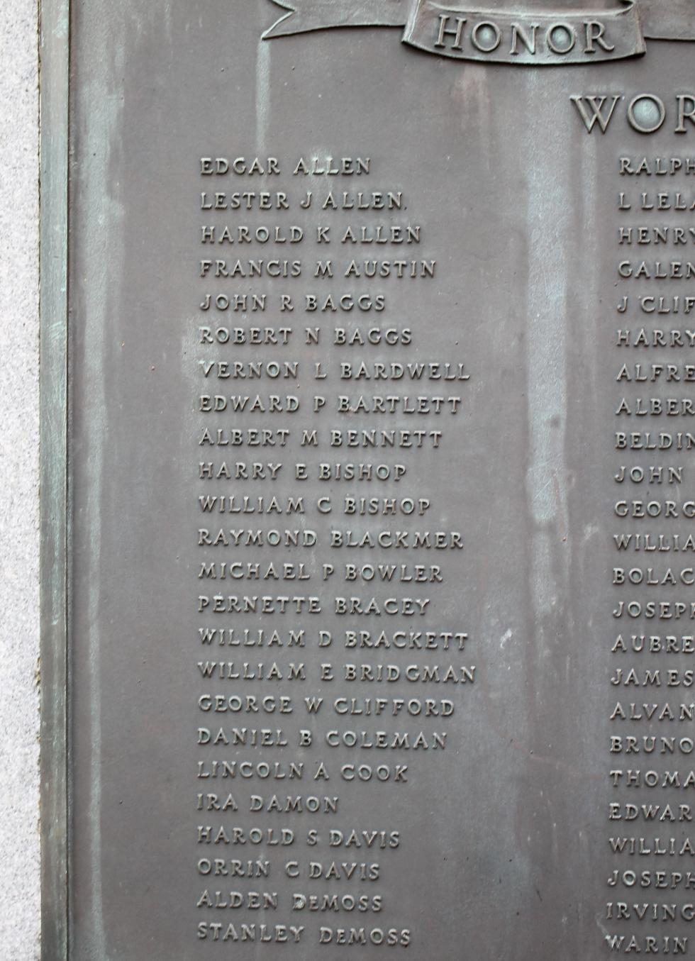 Belchertown Massachusetts World War I Veterans Memorial