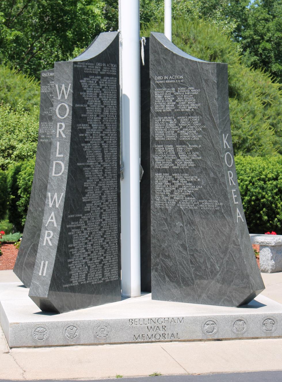 Bellingham Massachusetts World War I Korean War, Vietnam War & Desert Storm Veterans Memorial