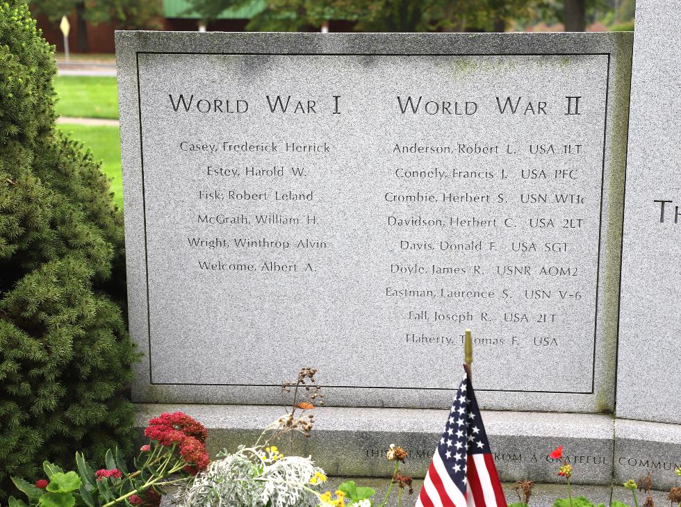 Billerica Massachusetts World War I & World War II Veterans Memorial