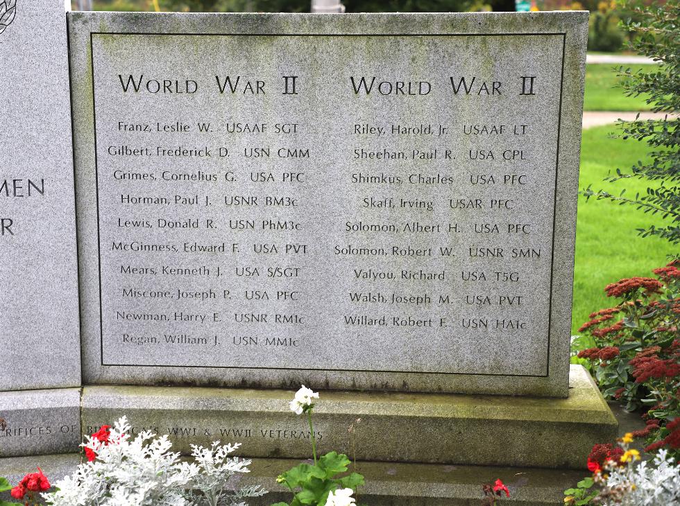 Billerica Massachusetts World War I & World War II Veterans Memorial