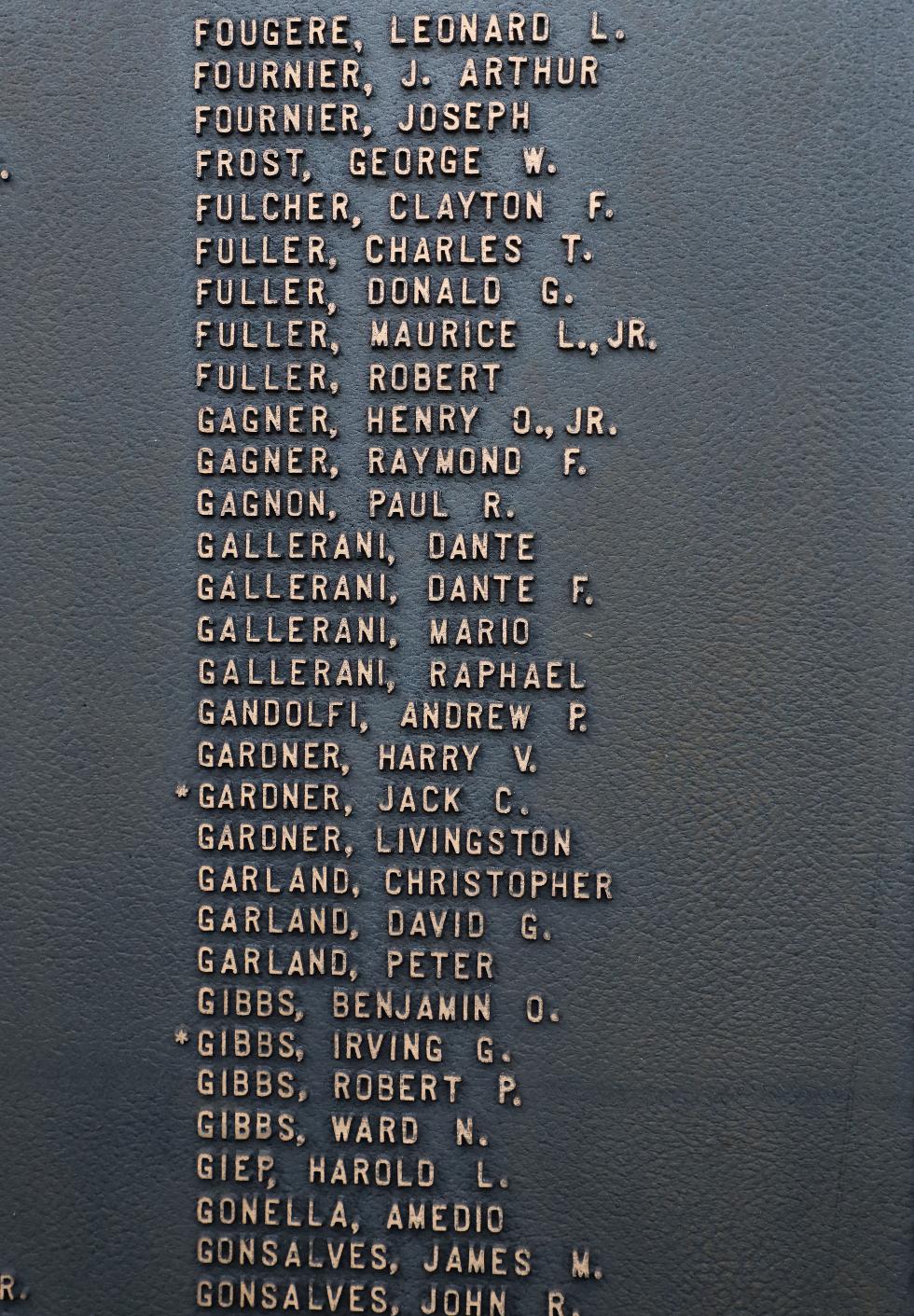 Bourne Massachusetts World War II Veterans Honor Roll