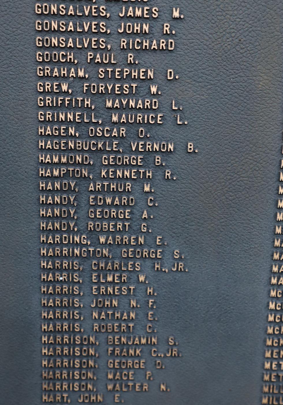 Bourne Massachusetts World War II Veterans Honor Roll