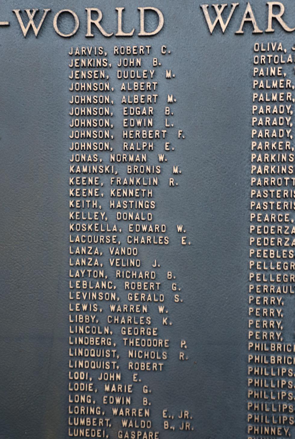 Bourne Massachusetts World War II Veterans Honor Roll