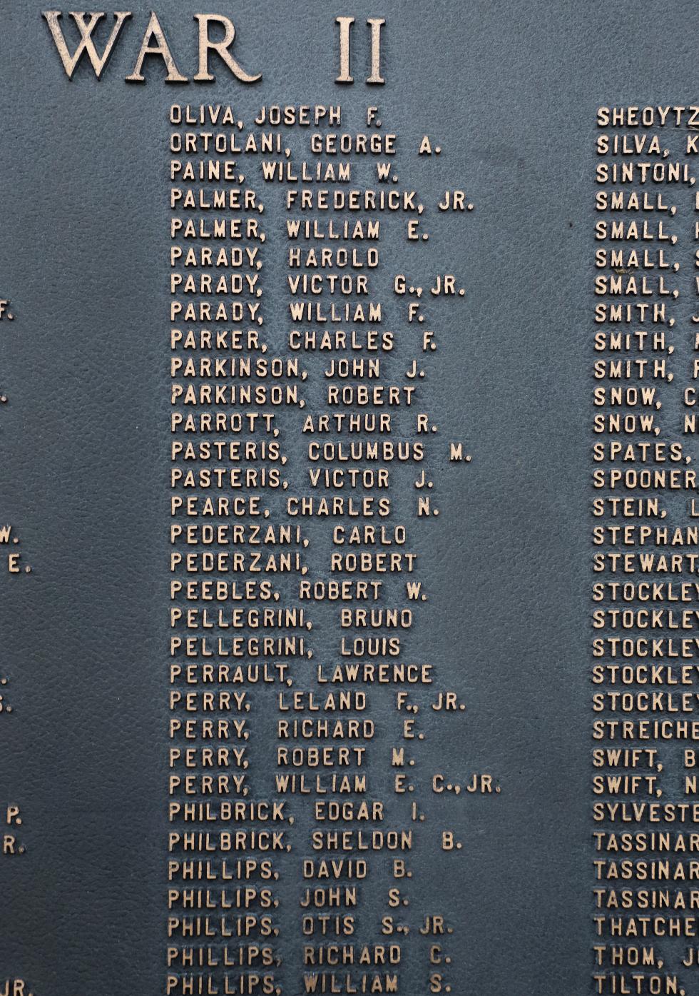 Bourne Massachusetts World War II Veterans Honor Roll