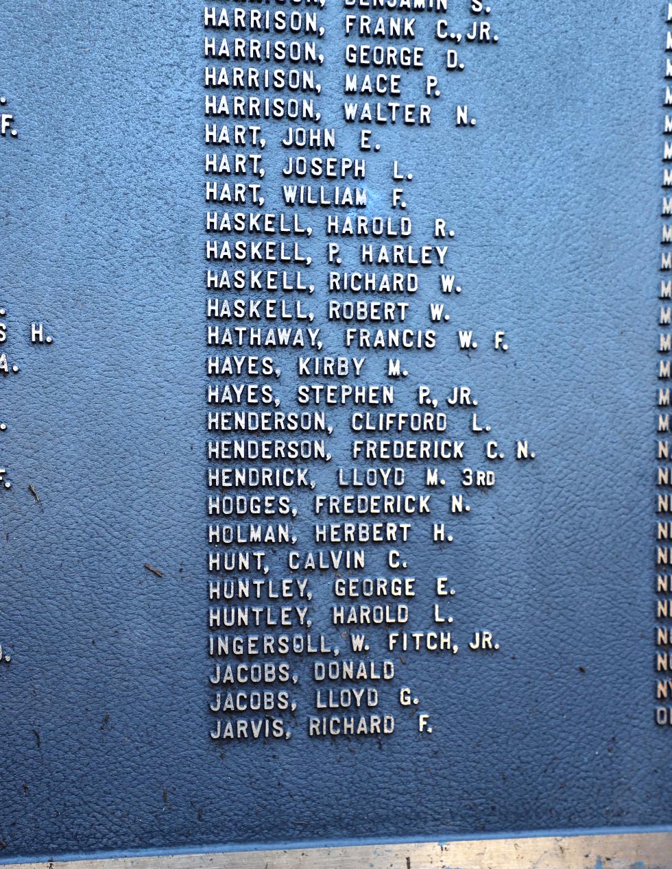 Bourne Massachusetts World War II Veterans Honor Roll