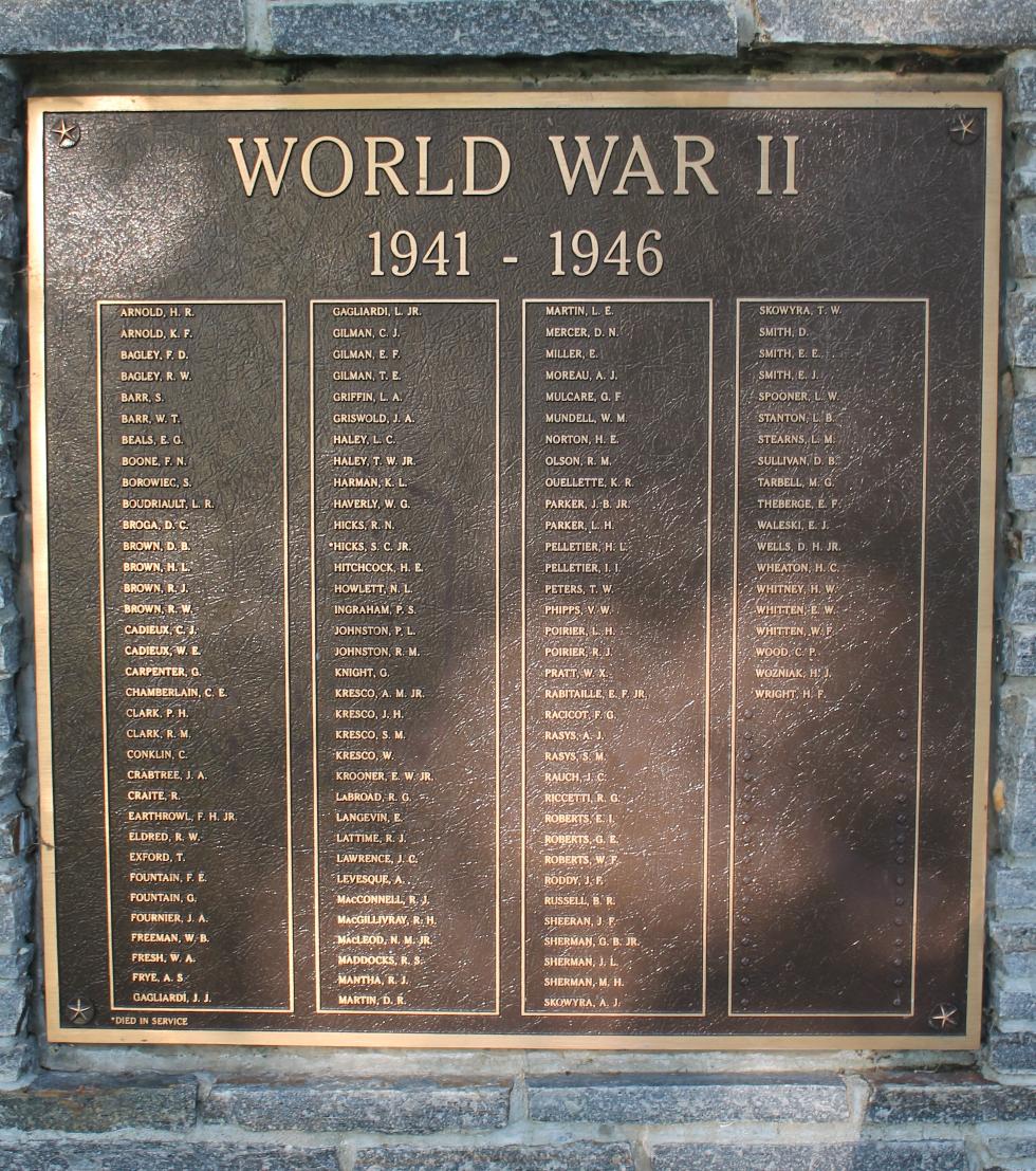 Brimfield Massachusetts World War II Veterans Memorial