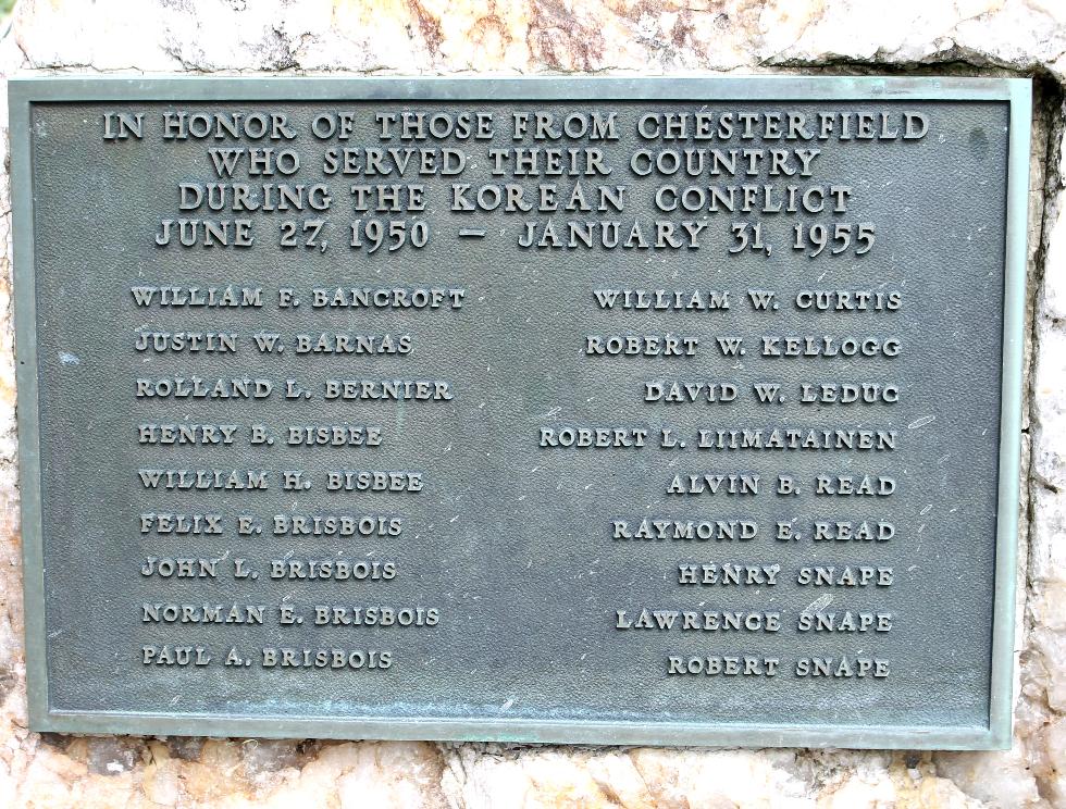 Chesterfield Massachusetts Korean War Veterans Memorial