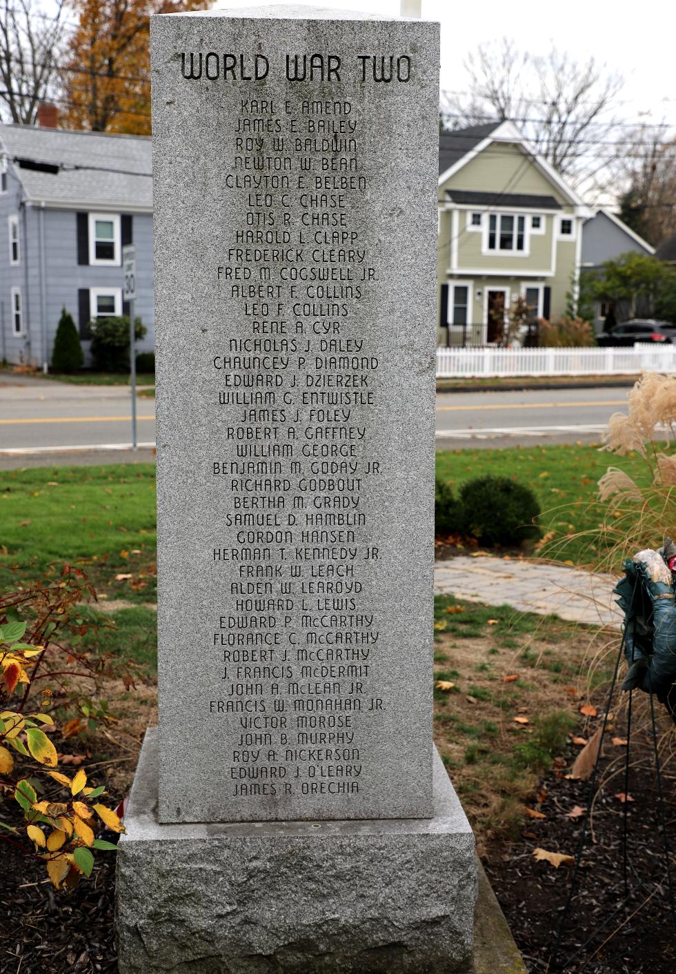 Danvers Massachusetts World War I & World War II Veterans Memorial