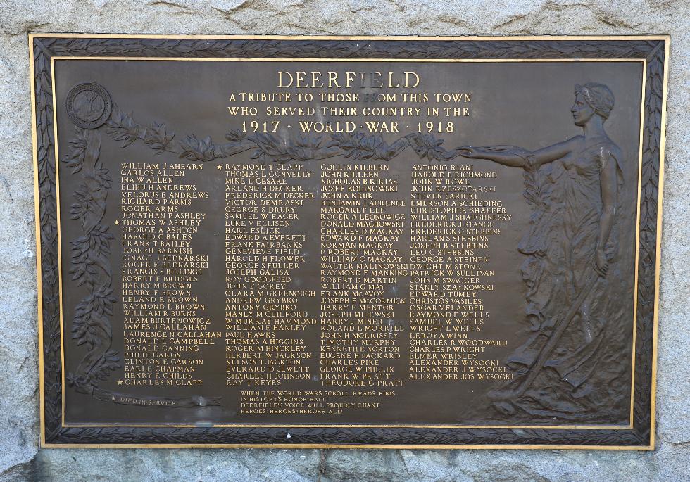 Deerfield Massachusetts World War I Veterans Memorial