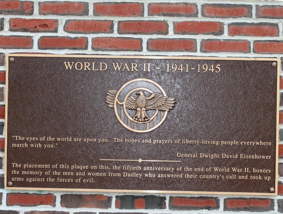 Dudley Massachusetts World War Ii Veterans Memorial Plaque