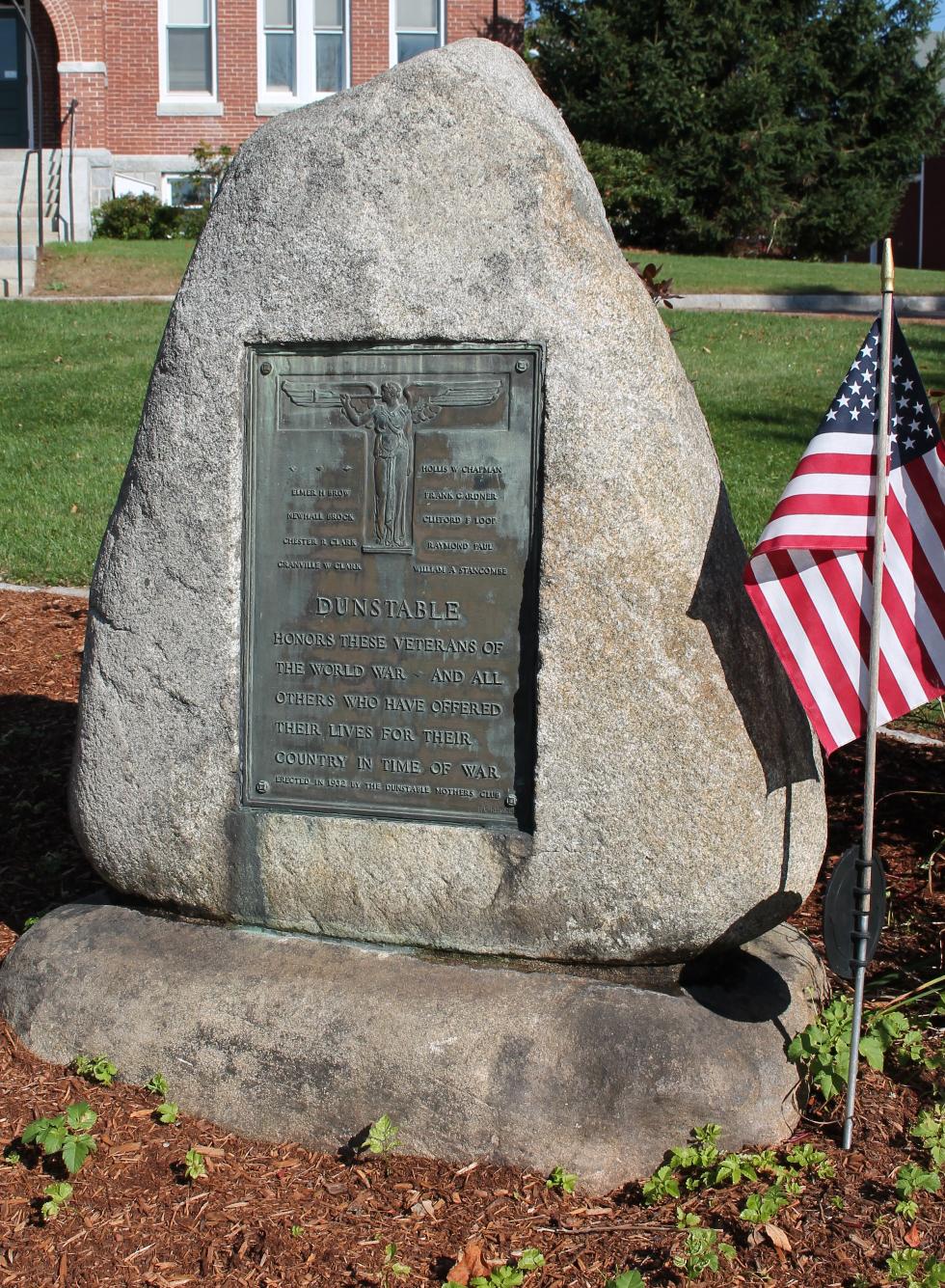 Dunstable Massachusetts World War I Veterans Memorial