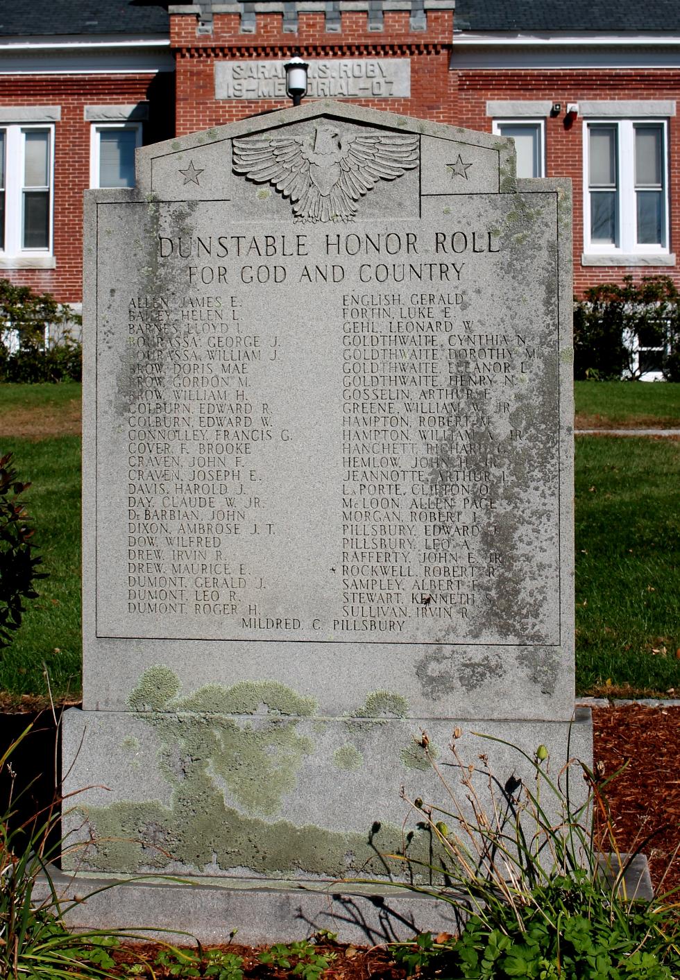 Dunstable Massachusetts World War II Veterans Memorial