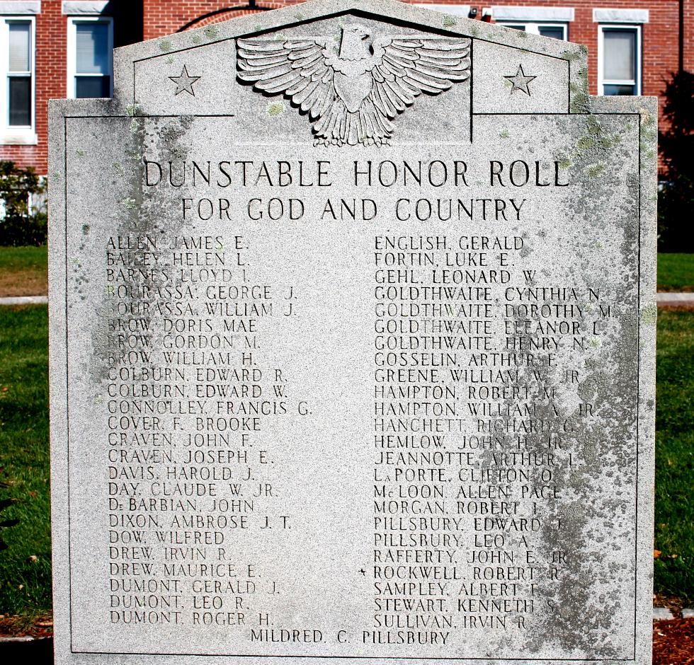 Dunstable Massachusetts World War II Veterans Memorial