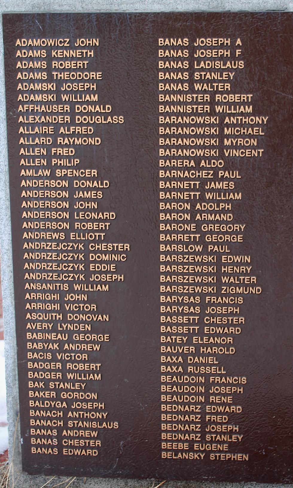 Easthampton Massachusetts World War II Veterans Memorial