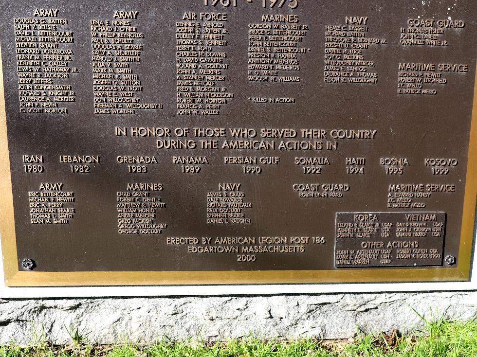 Edgartown Massachusetts Vietnam War Veterans Memorial
