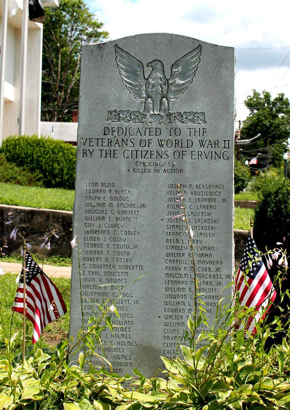 Erving Massachusetts World War II Veterans Memorial