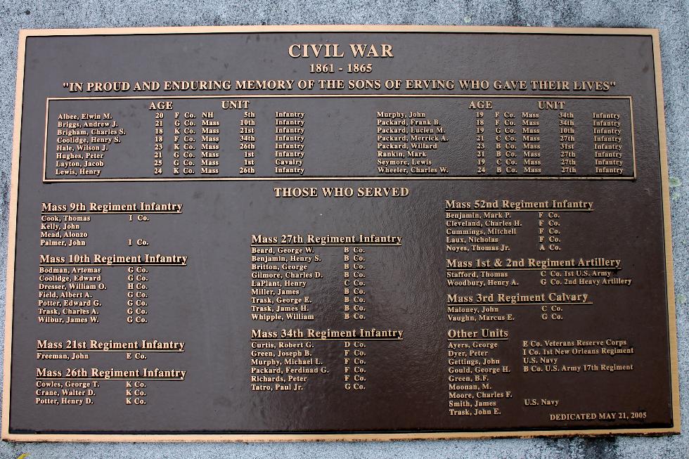 Erving Massachusetts Civil War Veterans Memorial