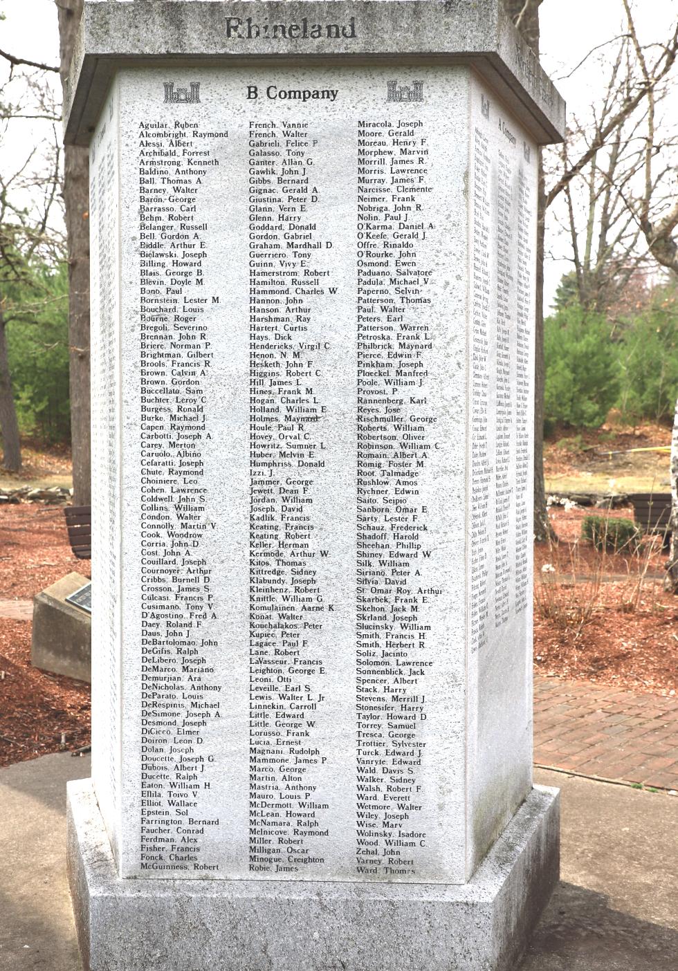Fort Devens WWII Monument - 168th Engineer B Company - Rhineland