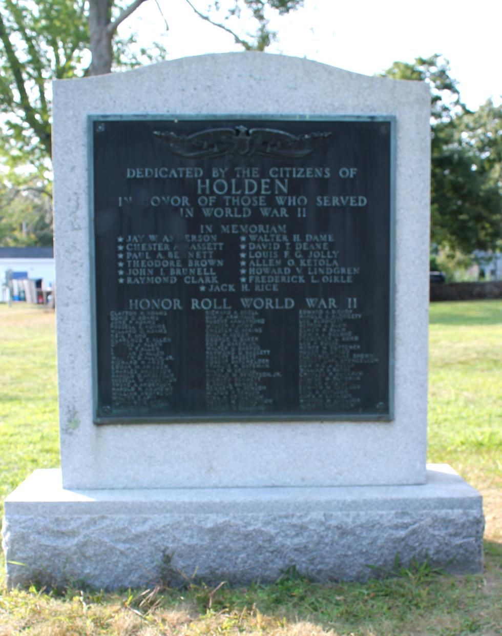 Holden Mass World War II Veterans Memorial