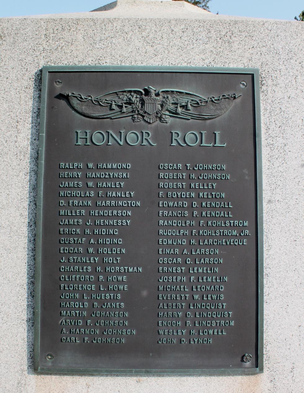 Holden Mass World War I Veterans Memorial