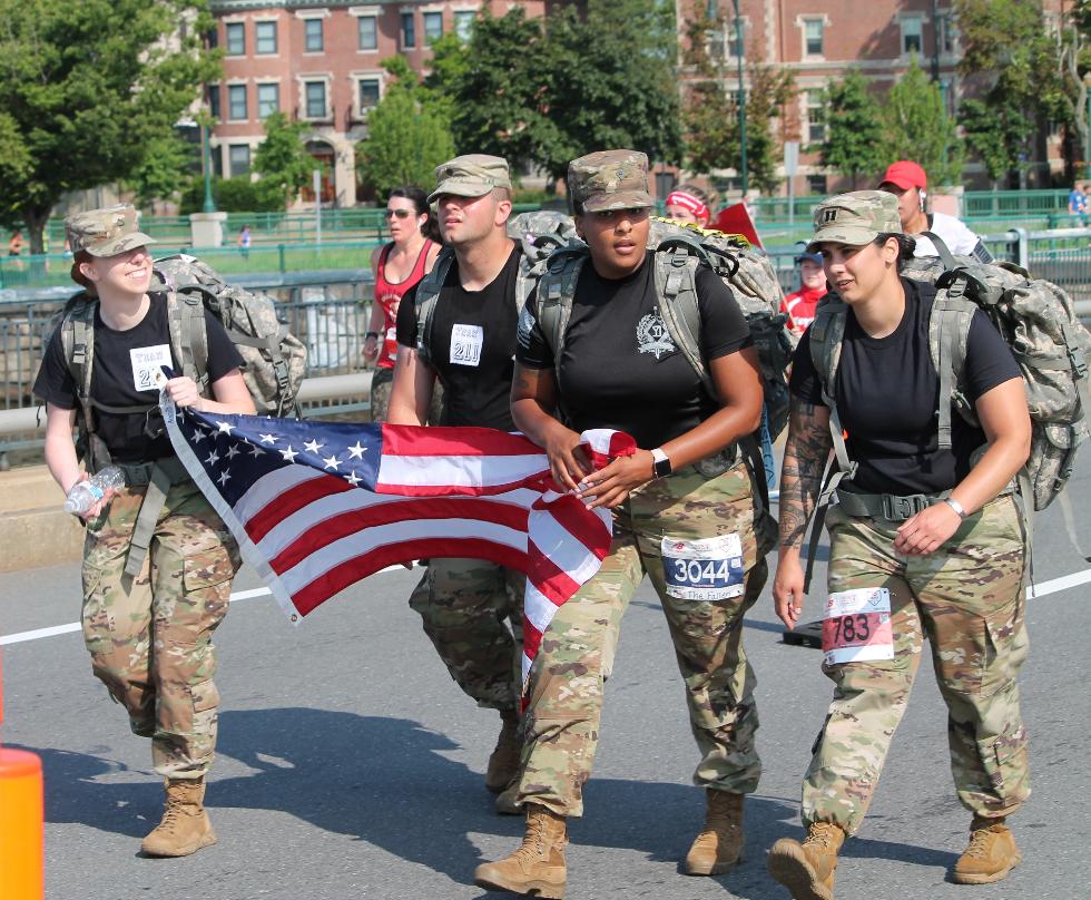 Carrying the Flag at Red Sox Home Base 2019