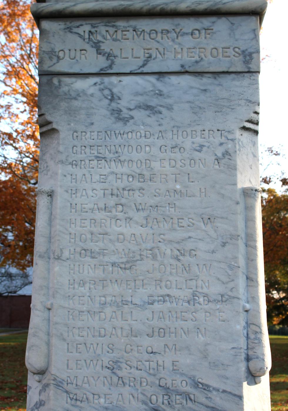 Hubbardston Massachusetts Civil War Veterans Memorial