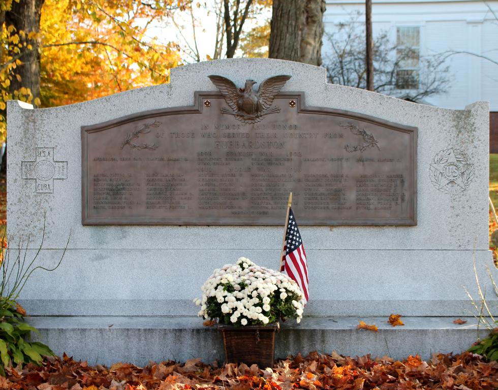 Hubbardston Massachusetts Spanish American War & World War I Veterans Memorial