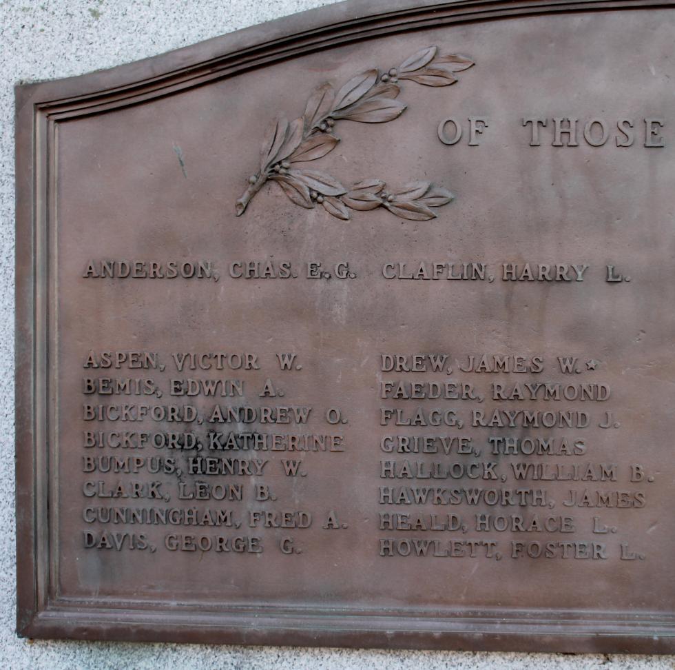 Hubbardston Massachusetts Spanish American War & World War I Veterans Memorial