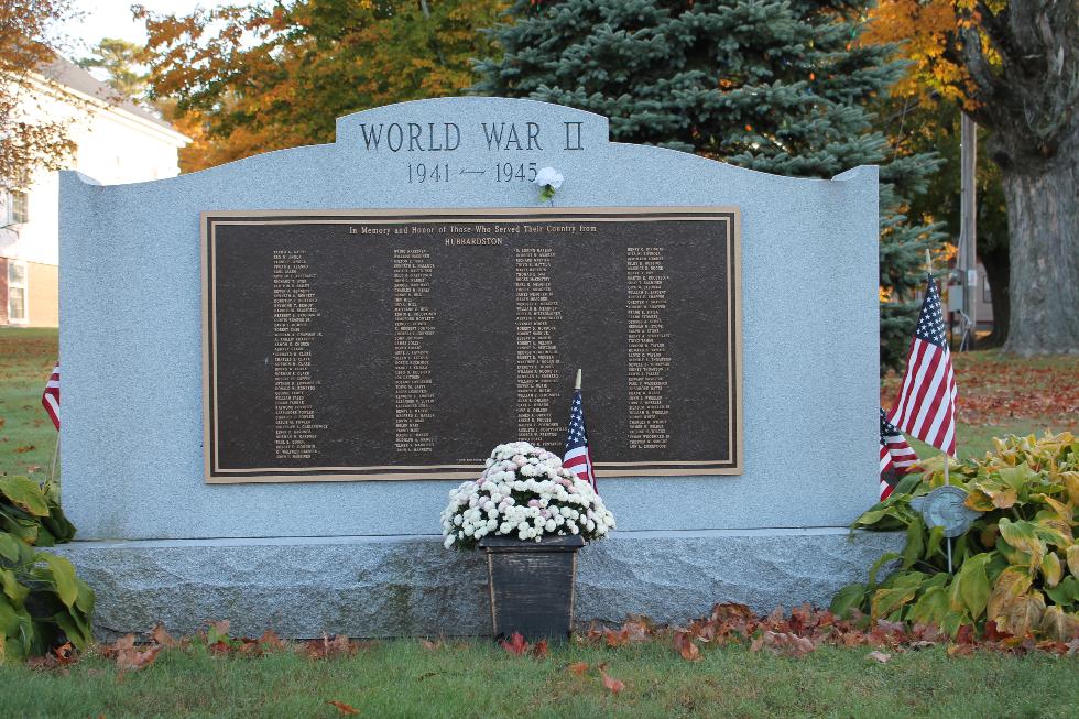 Hubbardston Massachusetts Spanish American War & World War II Veterans Memorial