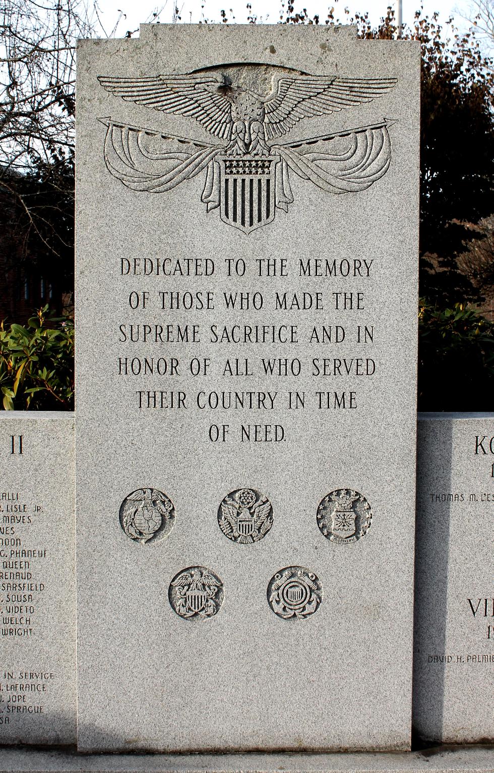 Hudson Massachusetts World War II, Korea and Vietnam War Veterans Memorial