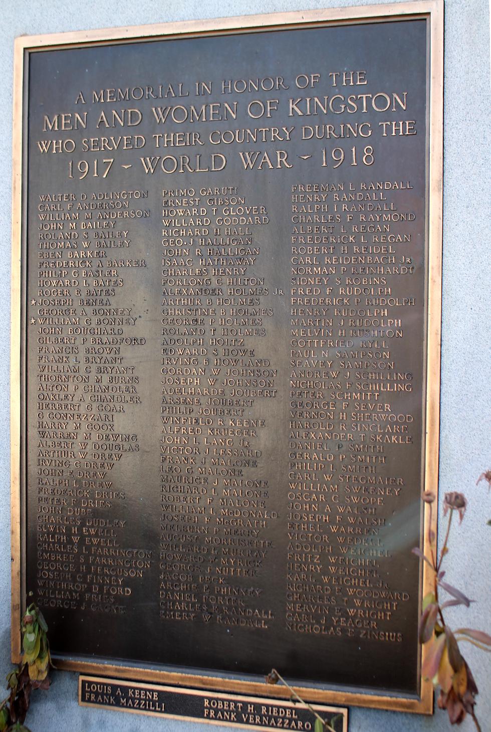 Kingston Massachusetts World War I Veterans MemorialKingston Massachusetts World War I Veterans Memorial