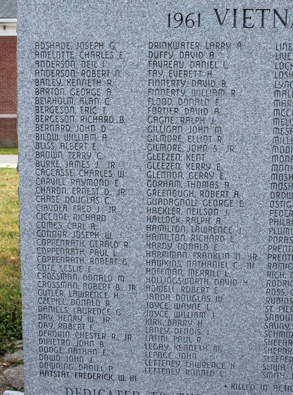 Lancaster Massachusetts Vietnam War Veterans Memorial