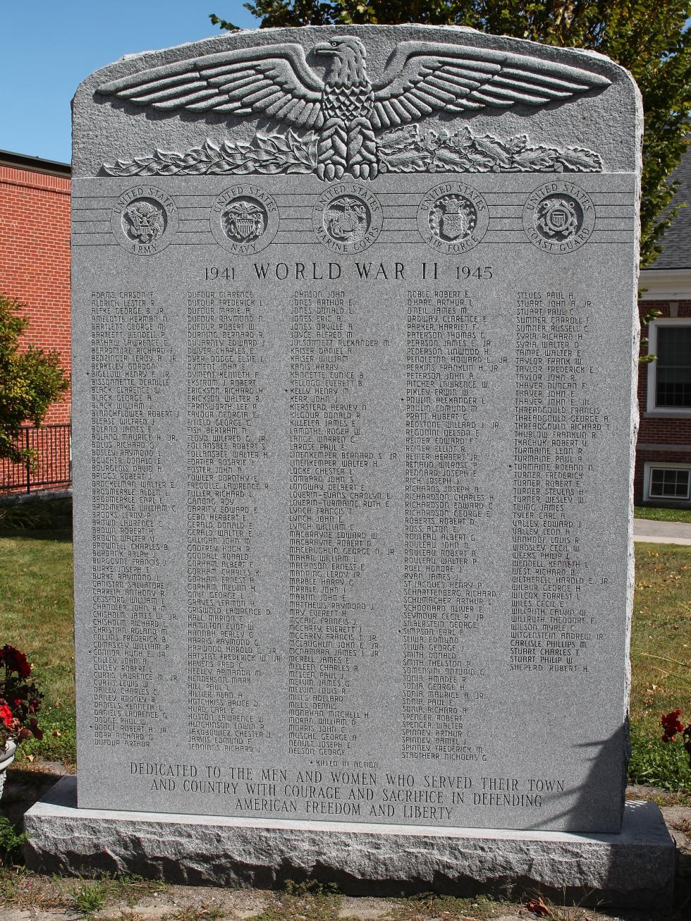 Lancaster Massachusetts World War II Veterans Memorial