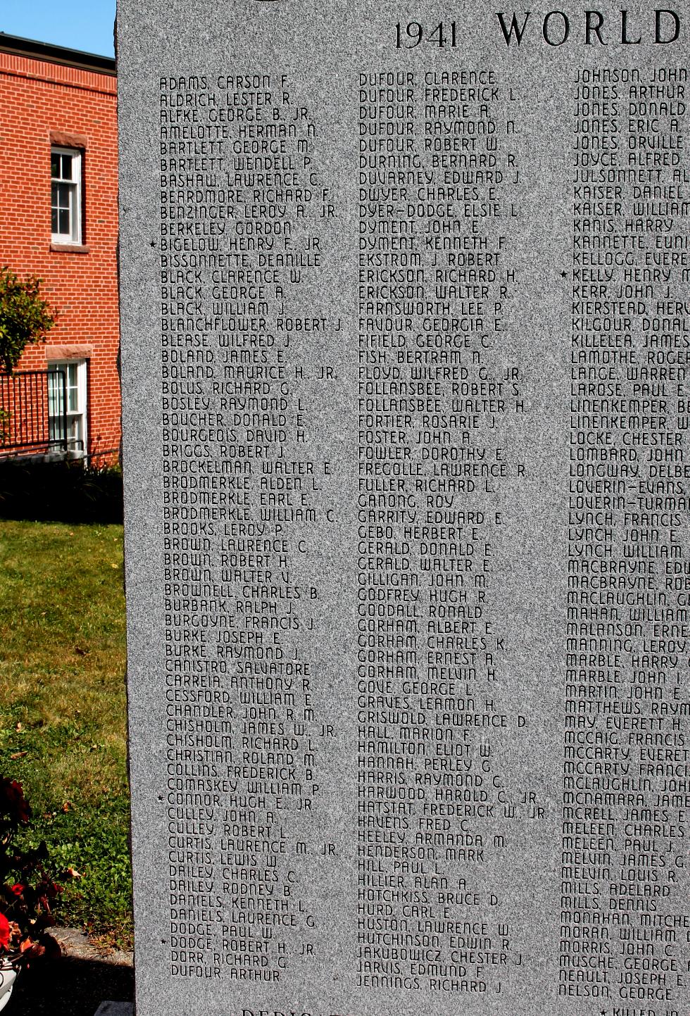 Lancaster Massachusetts World War II Veterans Memorial