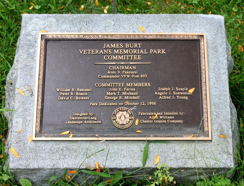 Captain James Burt  Memorial Park - Lee Massachusetts
