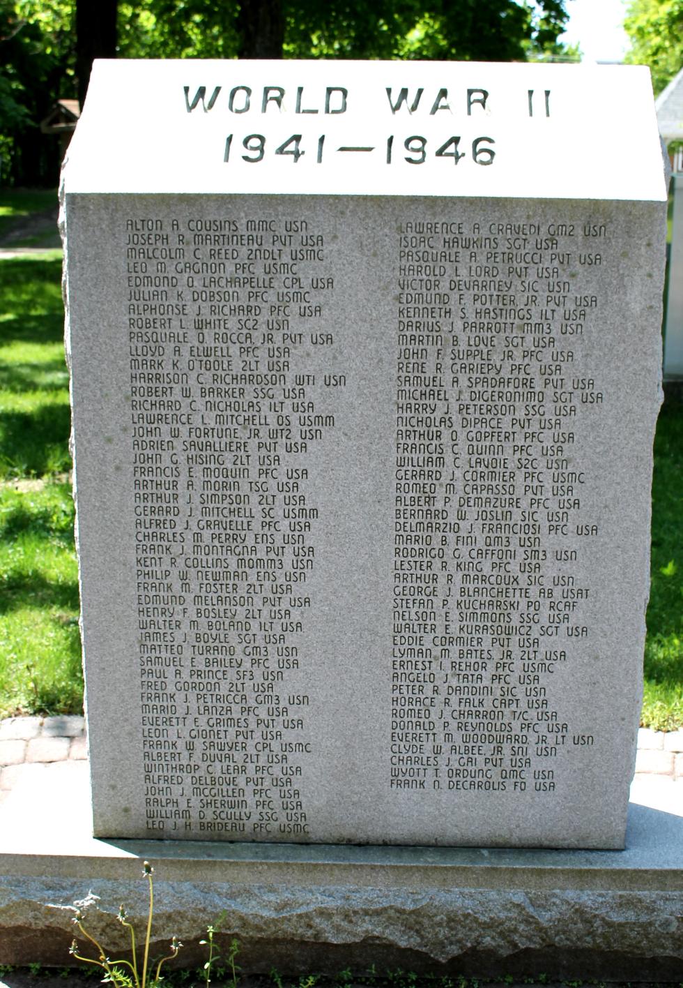 Leomenster Mass World War Ii Veterans Memorial