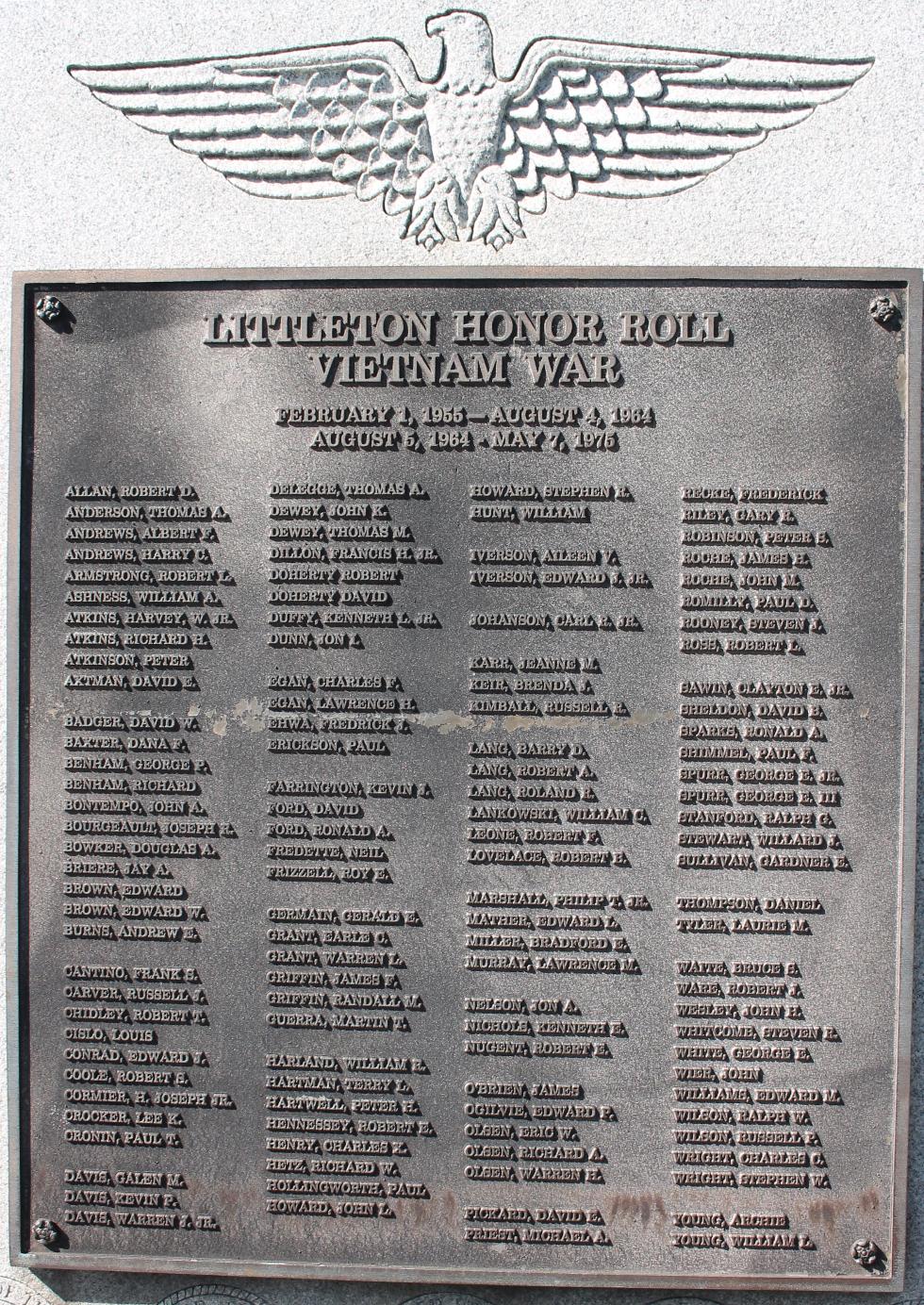 Littleton Massachusetts Vietnam War Veterans Memorial