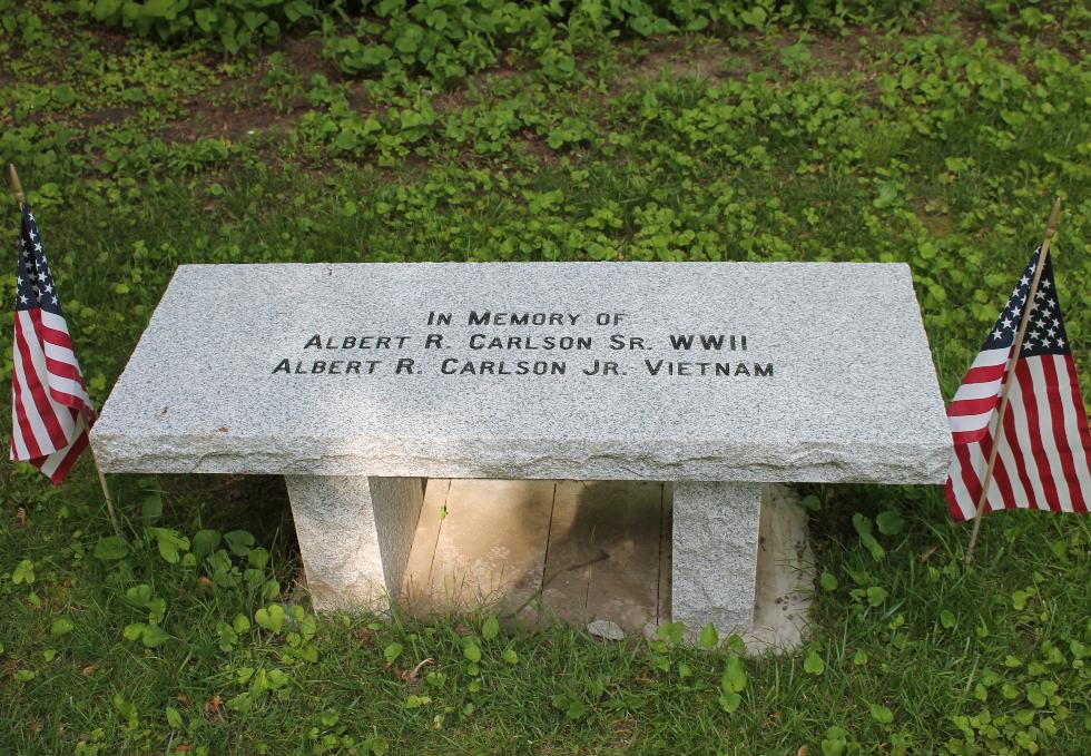 Lunenburg Massachusetts Veterans Memorial Park - Albert Carlson Memorial Bench