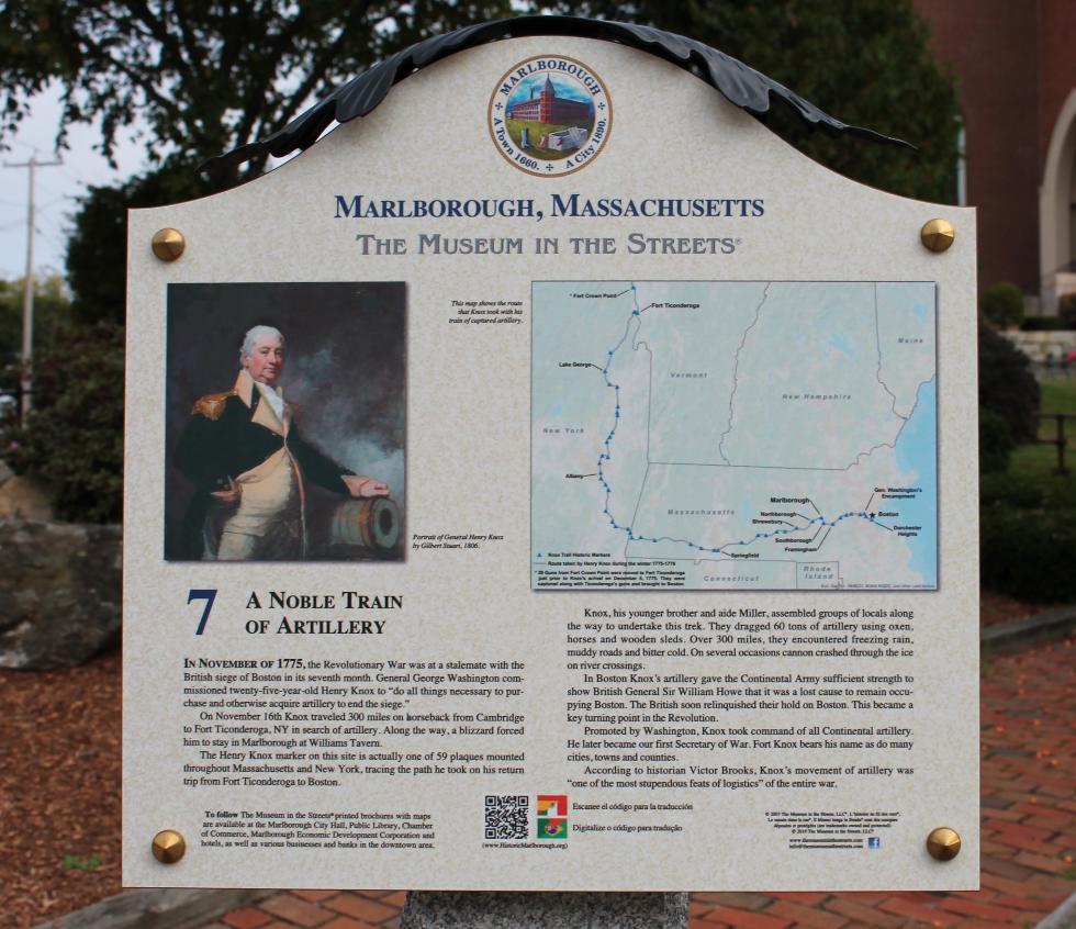 Marlborough Massachusetts Henry Knox Visit Marker