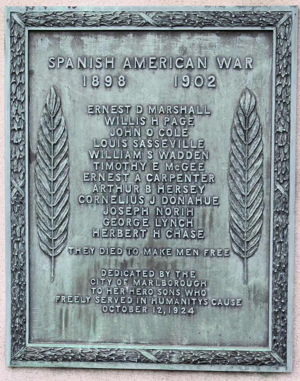 Marlborough Massachusetts Spanish American War Veterans Memorial