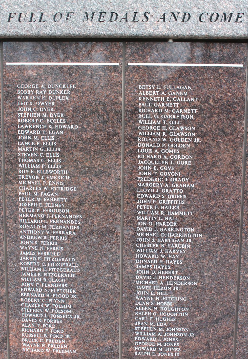 Marshfield Massachusetts Vietnam War Honor Roll