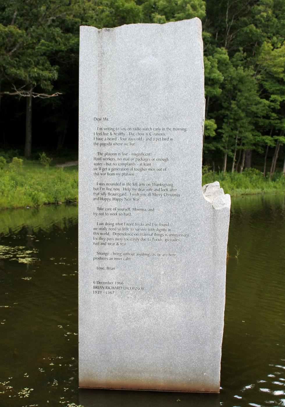 Massachusetts Vietnam Veterans Memorial - Worcester Massachusetts - Letter From Brian Richard O'Connor